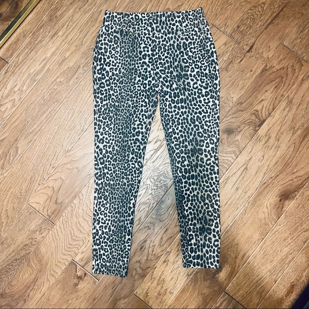Michael Kors Women Stretch Pants Size M Cheetah Animal Print Gray & Black Skinny